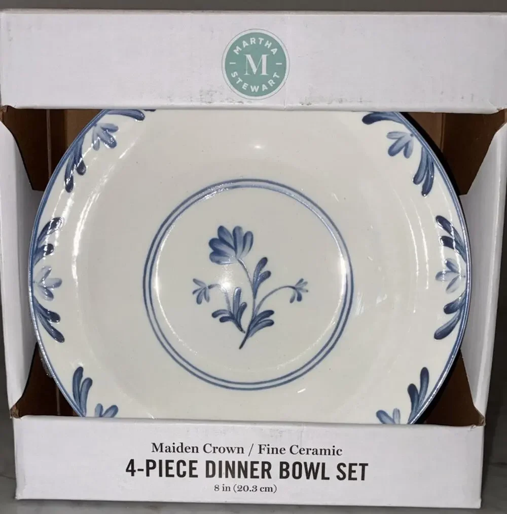 MARTHA STEWART DINNER SALAD BOWLS Maiden Crown Ceramic Blue 8